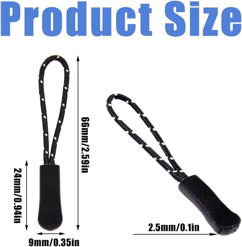 Ruidee 50 Pieces Zipper Pulls Zipper Tabs Zipper Pull Cord Extender Replacement Zipper Pulls for Backpacks, Jackets, Luggage, Purses, Handbags（Black White Dot） - Image 2